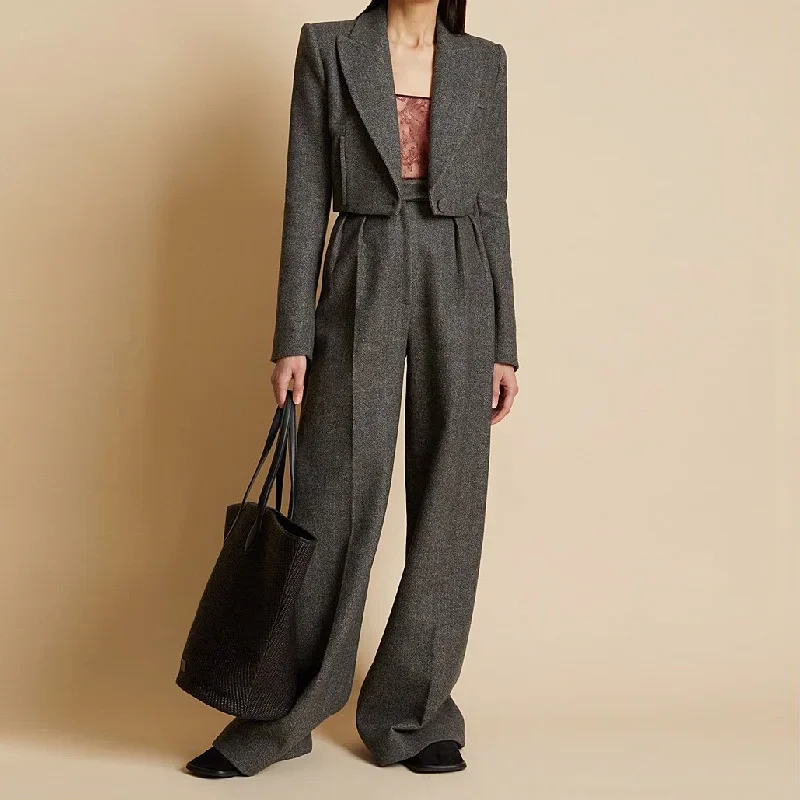 KH @ IT * E-Широкие брюки для женщин Высокие повседневные Подметальные костюмы