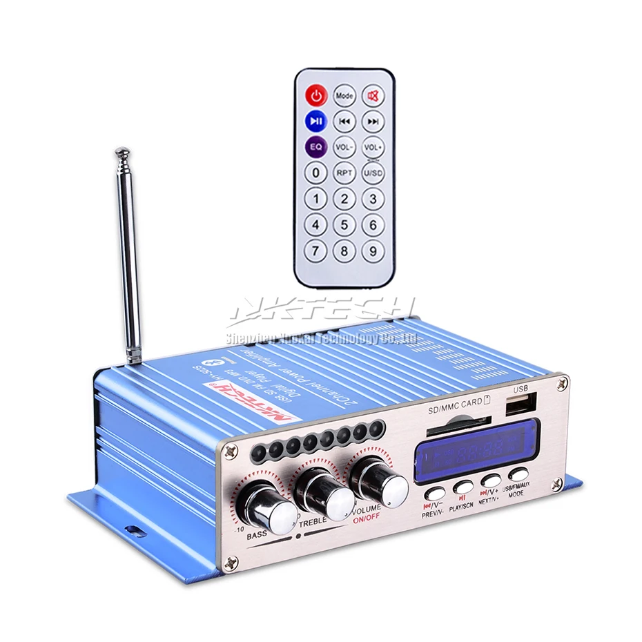 Автомобильный усилитель мощности Bluetooth HY-502S стерео режим звука Hi-Fi 2-канальный