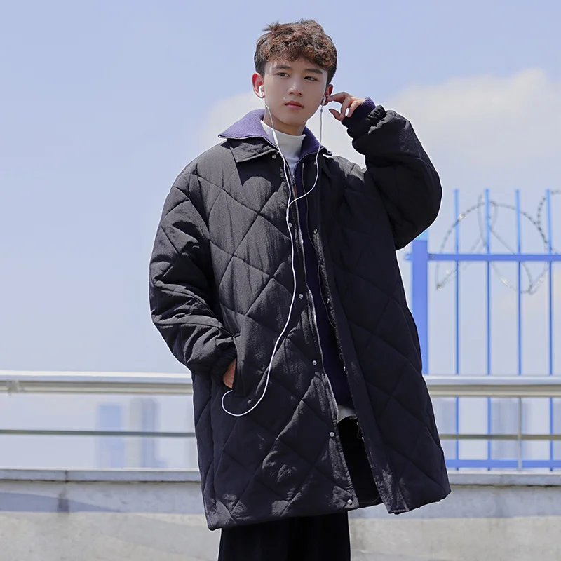 Winter Thick Long Coat Men Warm Fashion Retro Thicken Jacket Men Korean Loose Plaid Trench Coat Mens Oversize Overcoat M-2XL