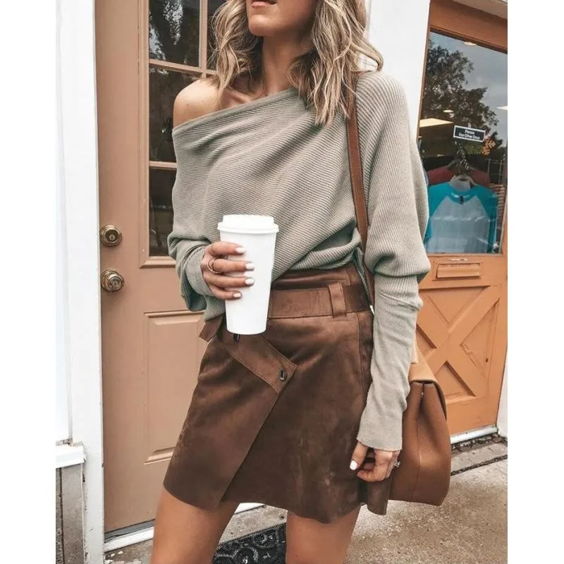 

Женские пуловеры с открытыми плечами и рукавом летучая мышь, джемпер в стиле Харадзюку, повседневный свободный однотонный вязаный свитер с ...