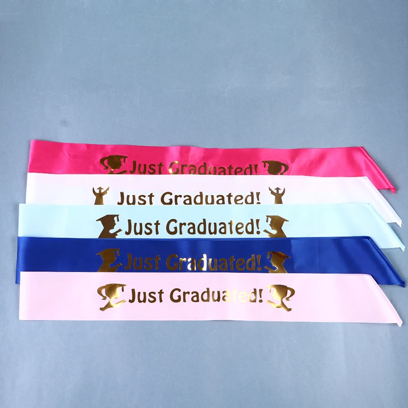 

Just Graduated 158x95cm Ribbon Graduation Season Decoration Happy Graduation Party Decorations Blue Pink Black White Strap