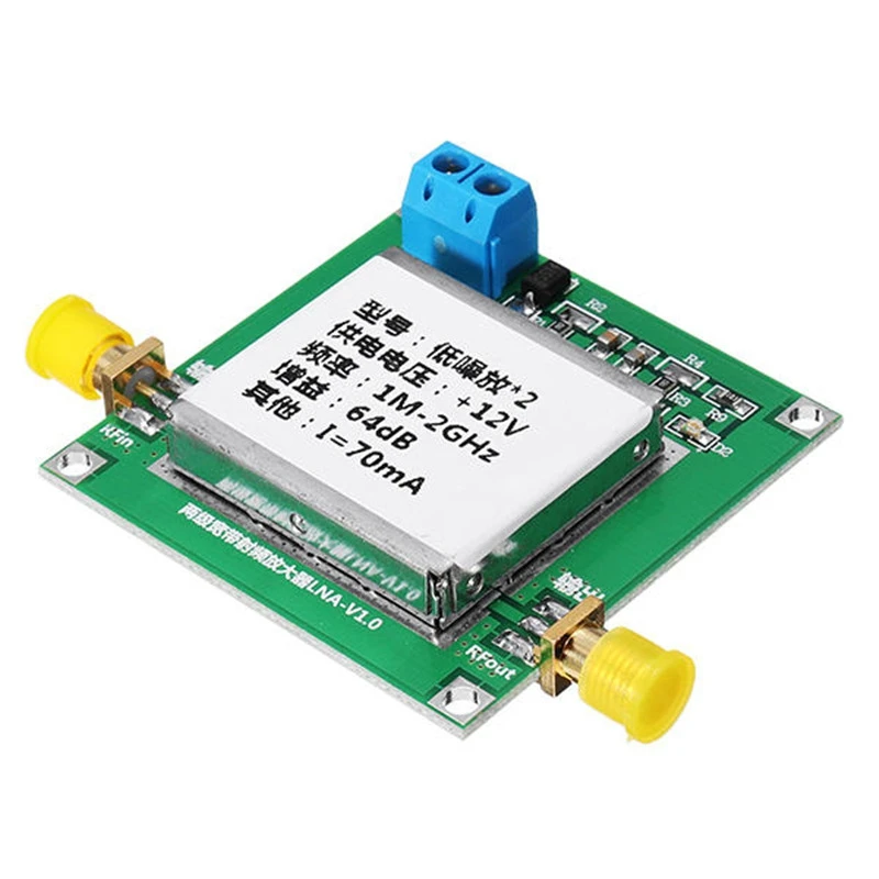

Wideband 2-Stage Amplifier Low Noise Amplifier LNA (0.1-2GHz Gain 64DB)