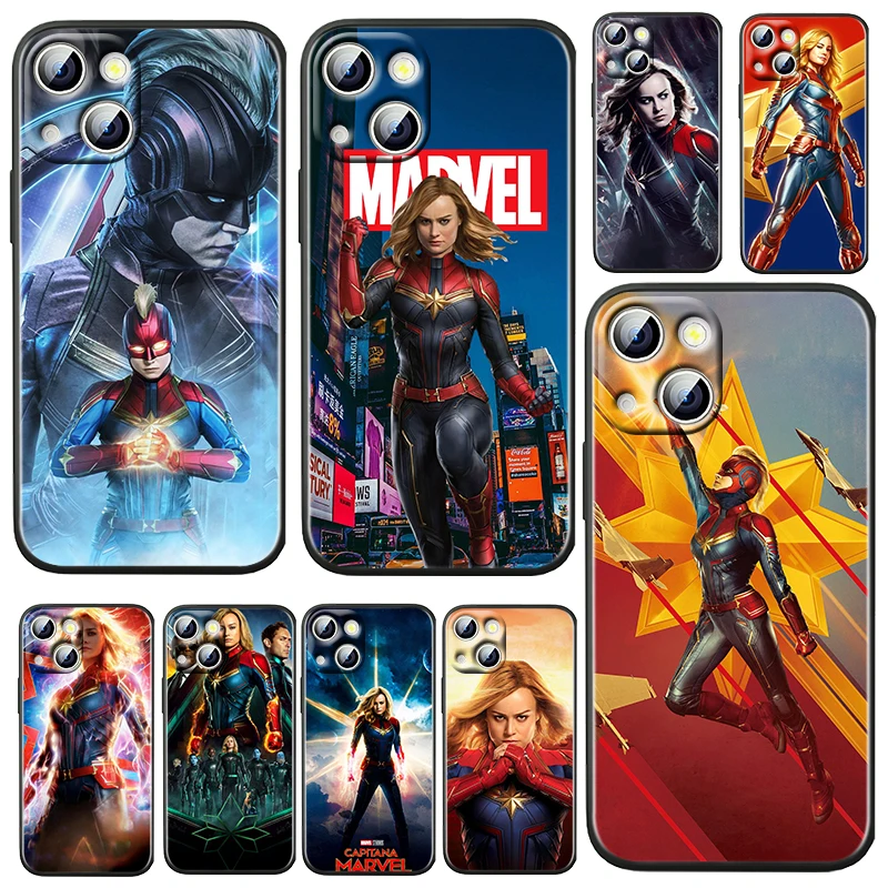 

Captain Marvel For Apple iPhone 13 12 11 Pro Max Mini XS Max X XR 6 7 8 Plus 5S SE 2020 TPU Soft Black Phone Case Fundas Coque