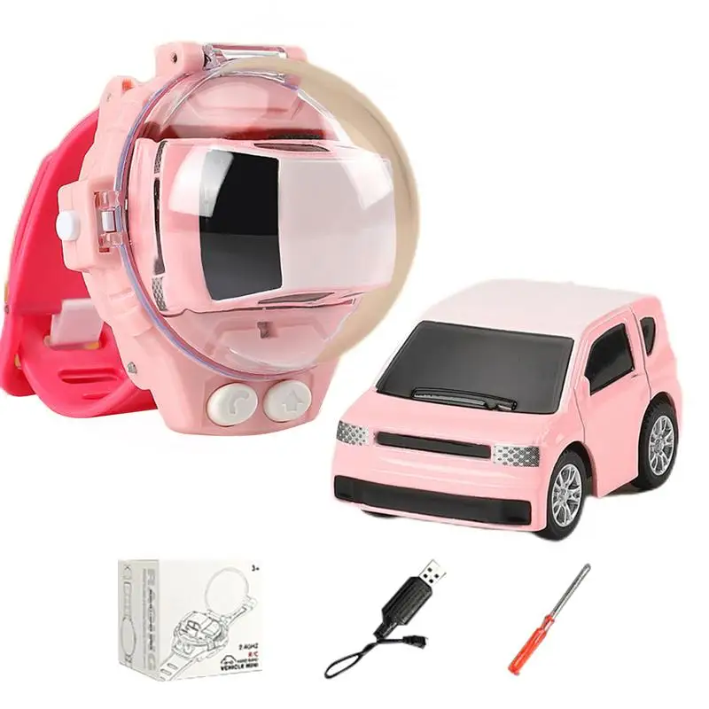 Watch Toys New 2.4 Ghz Cute Wrist Racing Car Watch Usb Rechargeable Alloy Cartoon Rc Analog Car For Kids