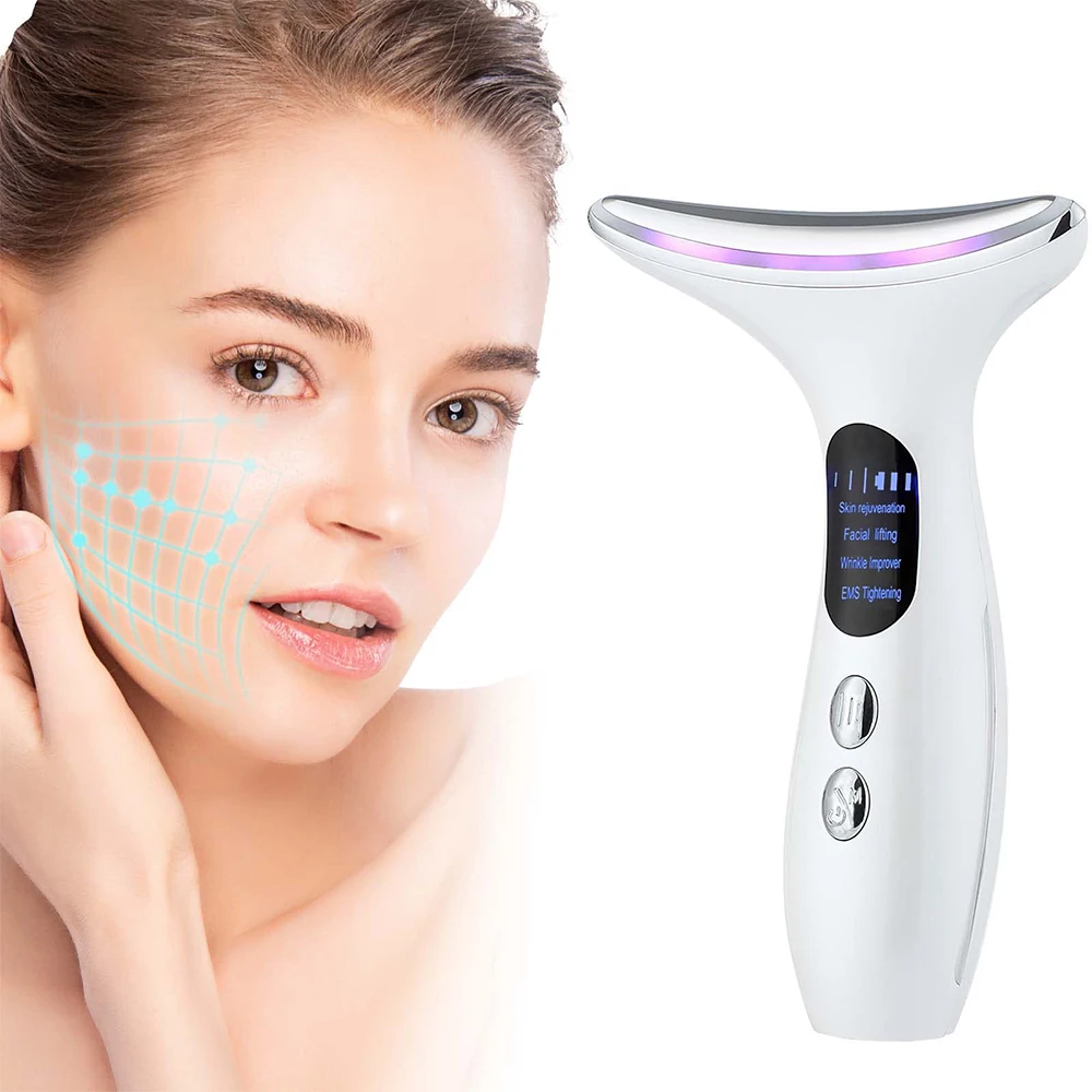 

EMS Neck Face Lift Machine LED Light Therapy Anti Wrinkles Skin Tightening Facial Lifting Device Double Chin Remover Massager