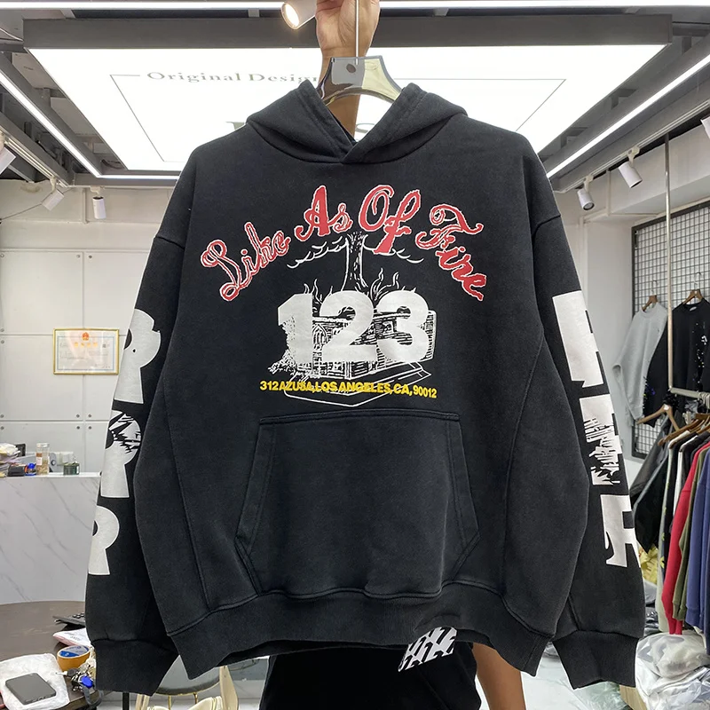 

Luxury Brand high quality Washed Vintage RRR123 Hoodie Men Women Top Quality Heavy Fabric RRR 123 Hooded