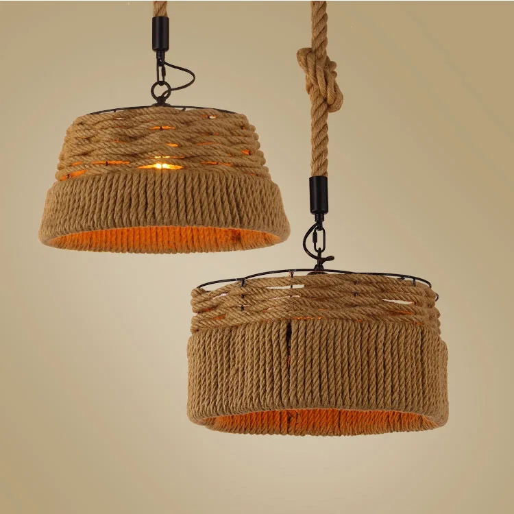 Винтажный подвесной светильник в виде веревки из пеньковой лампа Эдисона стиле