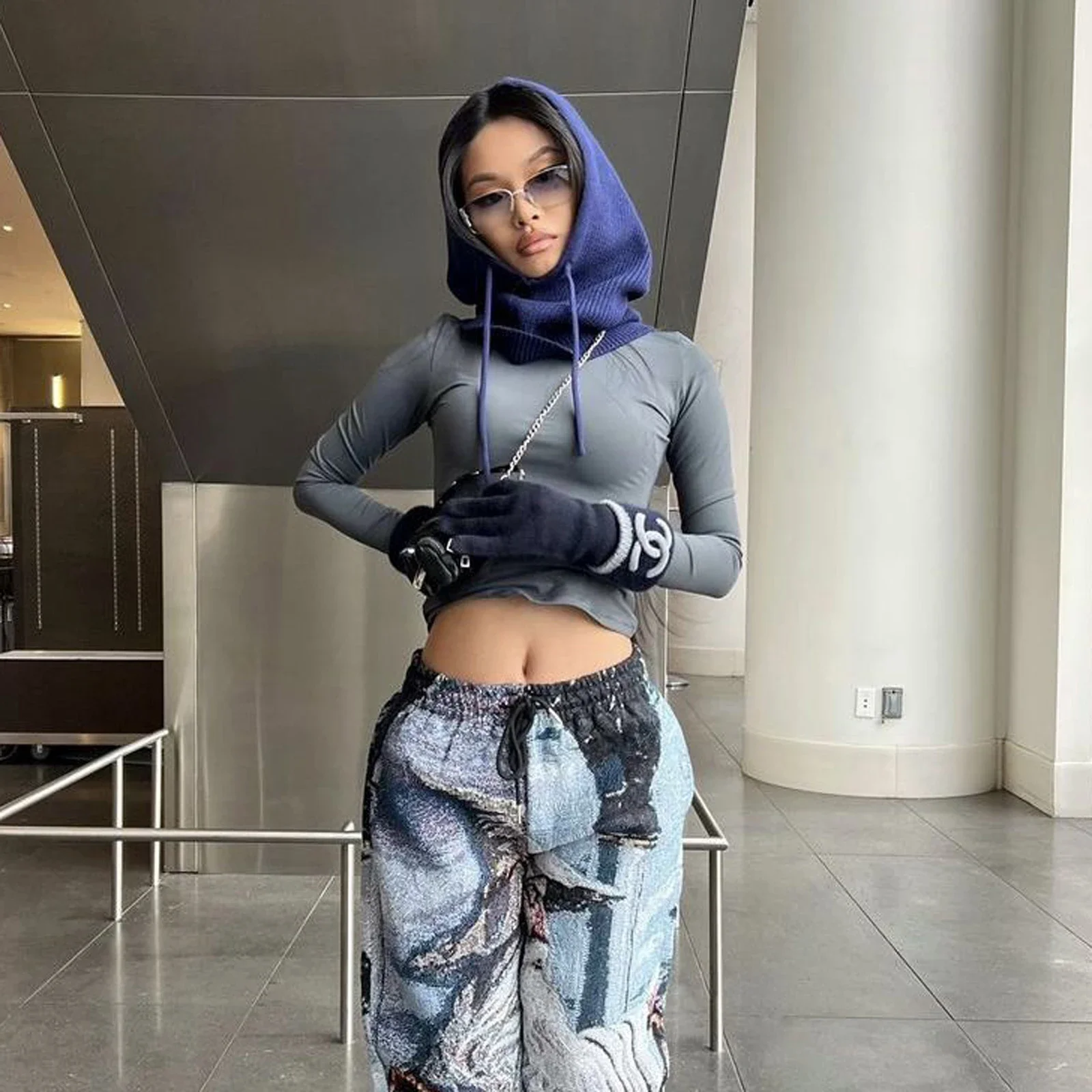 Женский шарф с капюшоном однотонный вязаный пуловер Балаклава на шнурке зимняя