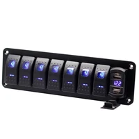 7 gang rocker switch panel with 4 2amp dual usb charger voltmeter waterproof 12v 24v dc rocker switch with night glow stickers