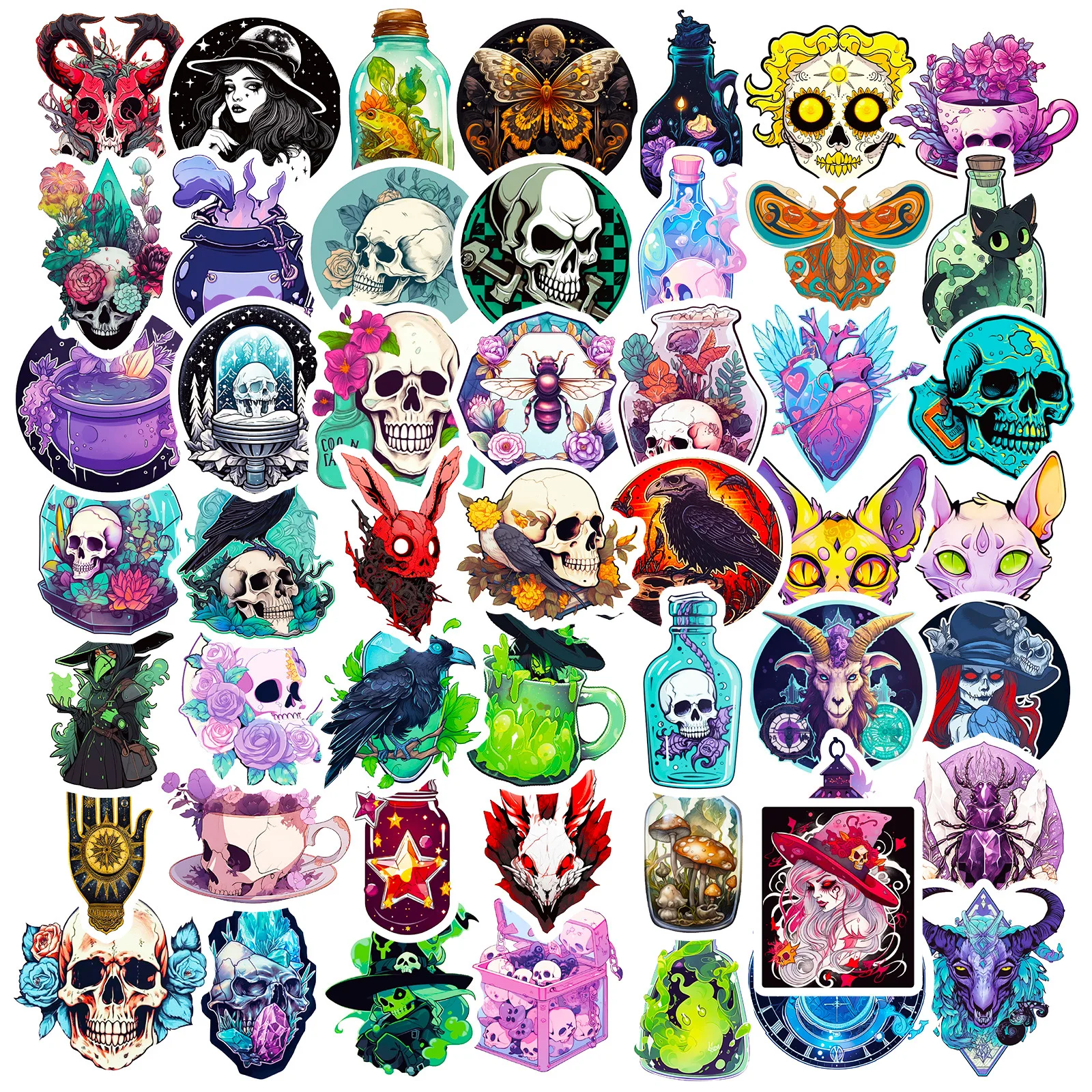 

10/25/50pcs Apothecary Skeleton Graffiti Stickers for DIY Suitcase Water Bottle Phone Laptop Guitar Car Motorcycle Skateboard
