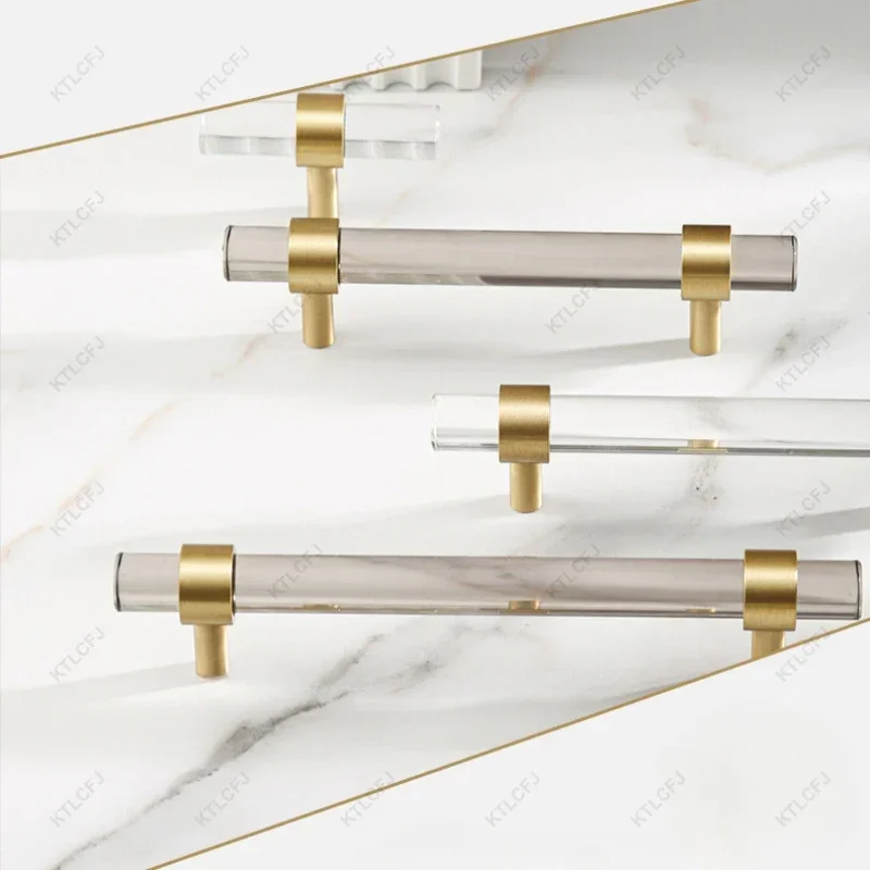 Современная роскошная акриловая ручка прозрачная/черная для шкафа ящика