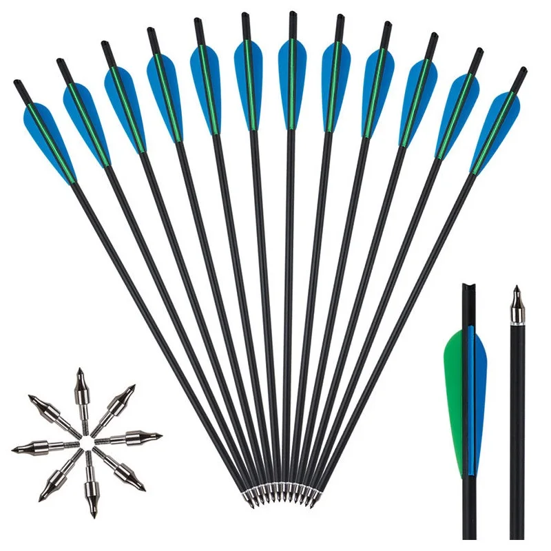 

12 шт. 20 дюймов Смешанные карбоновые стрелы 8,8 мм стрела Рогатка стрела рекурсивная для лука составной лук стрельба Охота тренировочные стрелы аксессуары