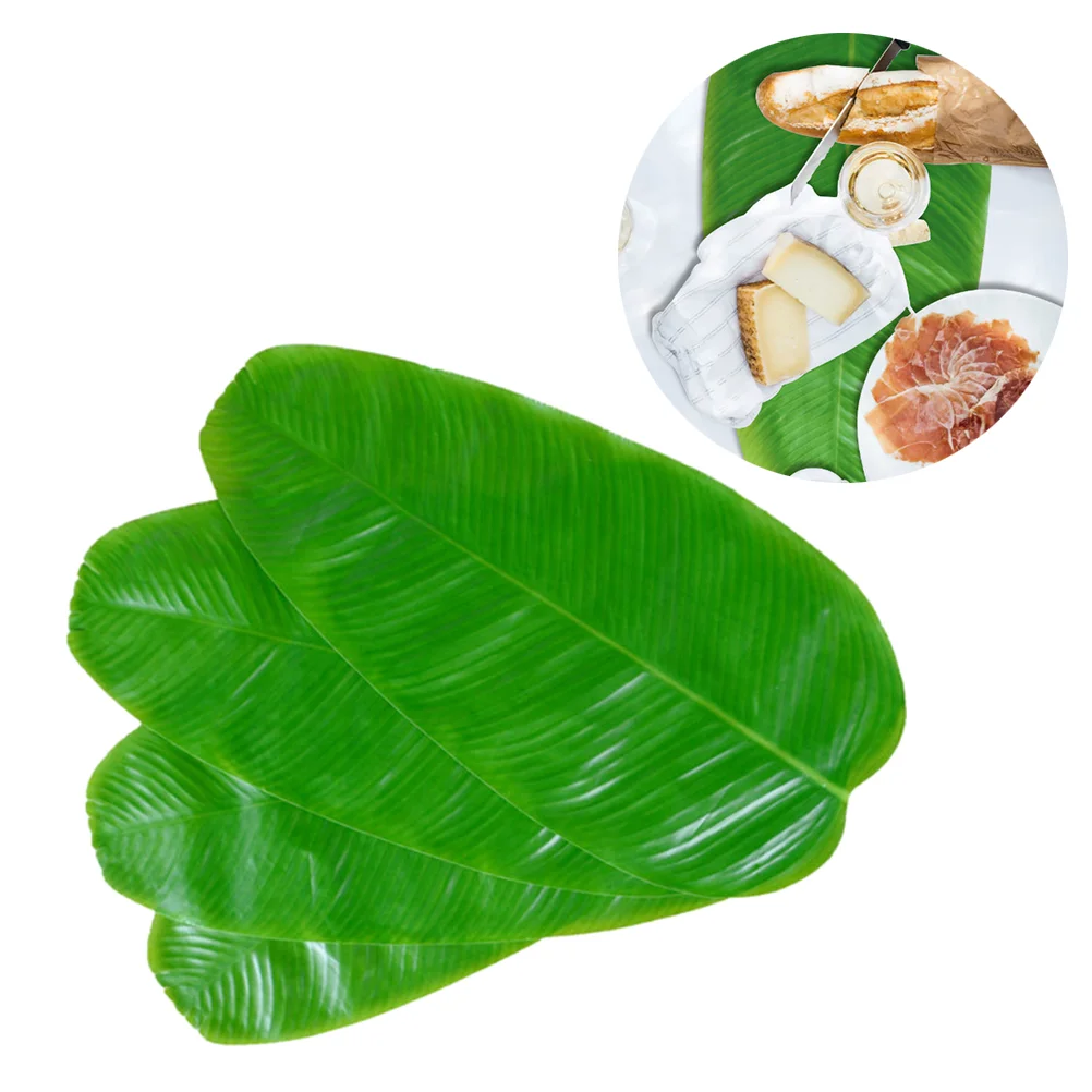 

Leaves Artificial Banana Table Leaf Mat Placemat Placemats Tropical Decor Palm Hawaiian Centerpiece Place Faux Runner Fake Party