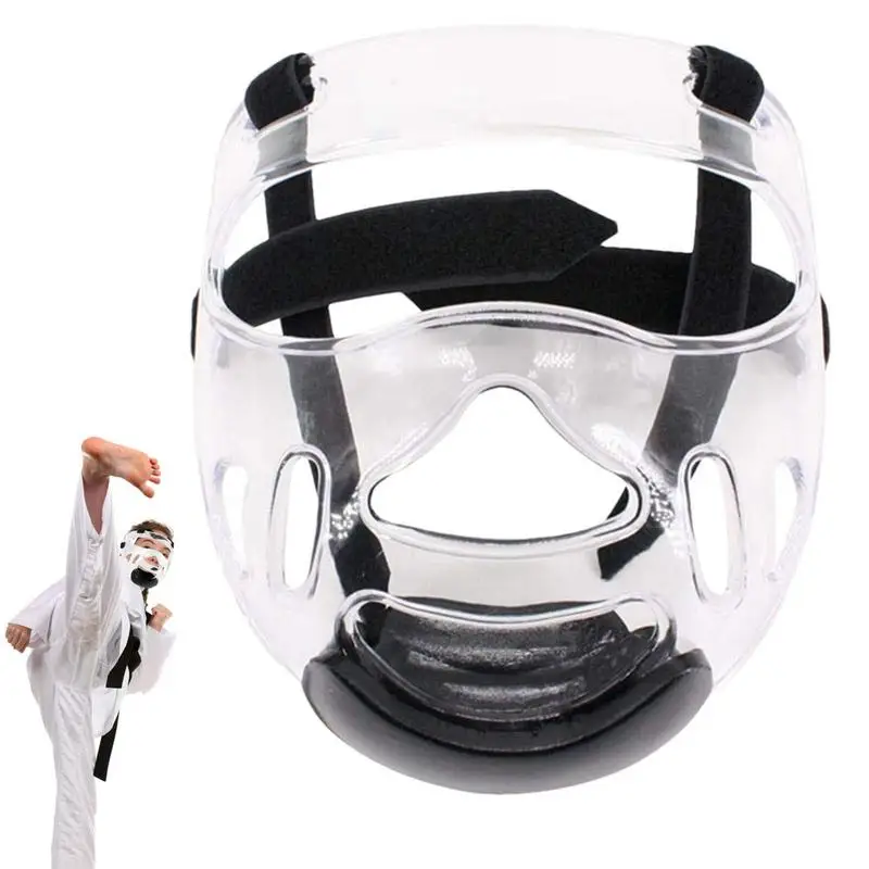 

Taekwondo Face Shield Clear Karate Face Cover With Adjustable Strap Boxing Equipment Karate Nose Sports Shield For Boxing