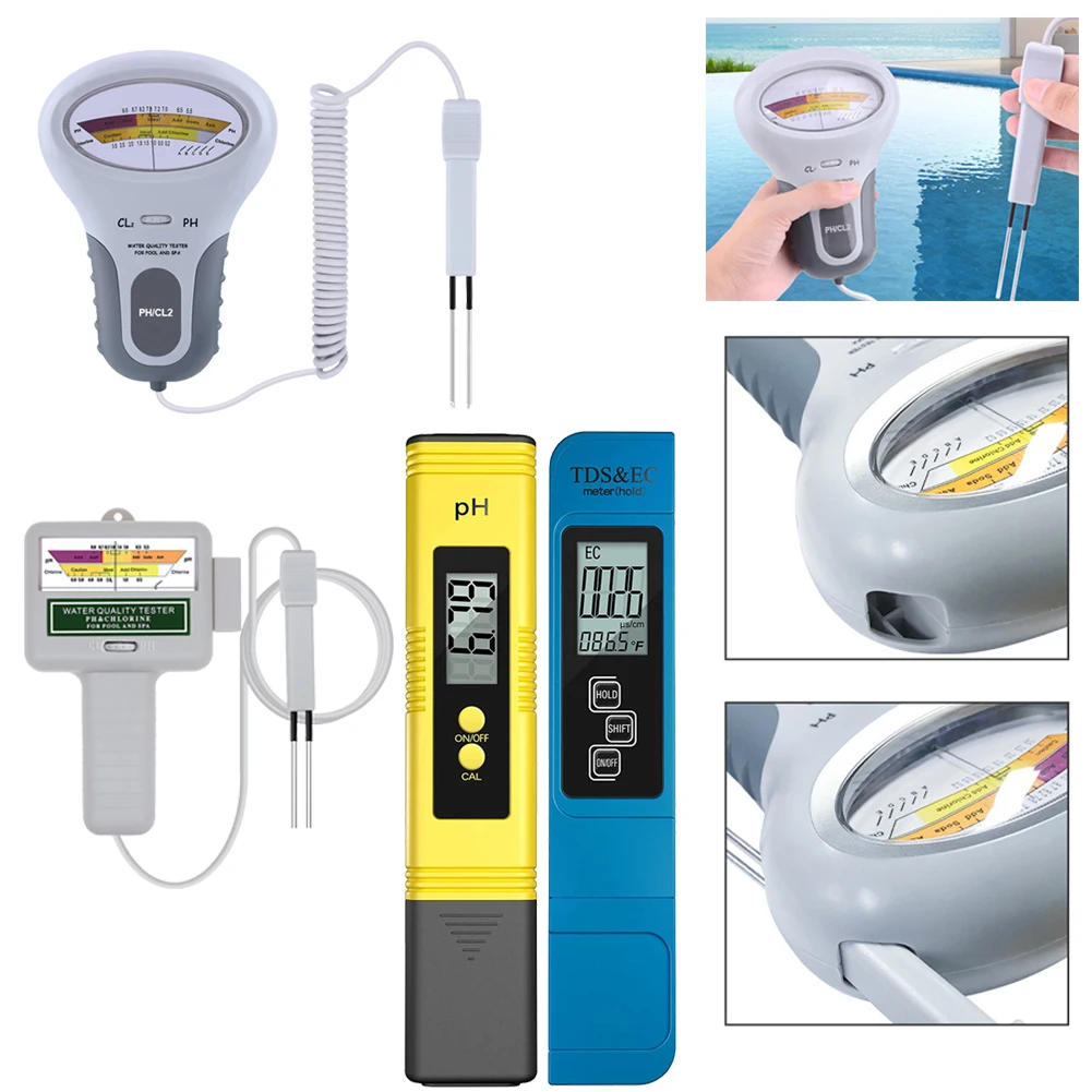 

Water Quality Testing Device Professional PH Chlorine Cl2 Level Meter Tester with Probe for Swimming Pool Spa Water Monitor
