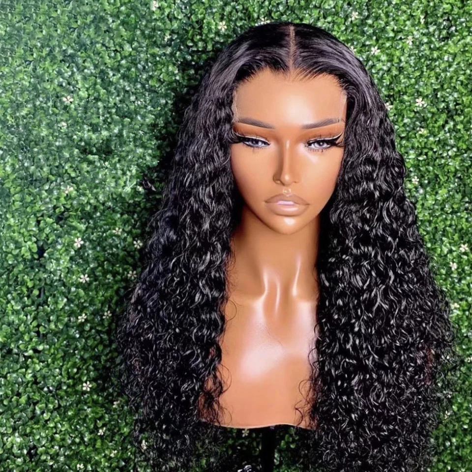 

Glueless Preplucked 26Inch 180Density Long Black Kinky Curly Synthetic Lace Front Wig For Women BabyHair Heat Resistant Daily