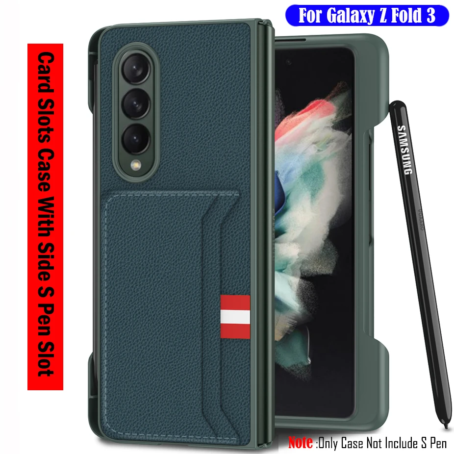 

Capa for Samsung Galaxy Z Fold 3 Case with Side S Pen Slot Cover for Samsung Z Fold 3 Pen Slot Case with Card Slots Full Funda