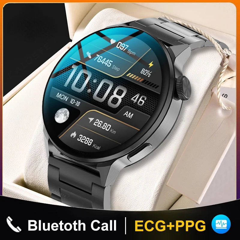 

Men's ECG PPG connected watch, 390x390 HD display, NFC, Bluetooth, call, GPS, heart rate tracking, customized, brand new