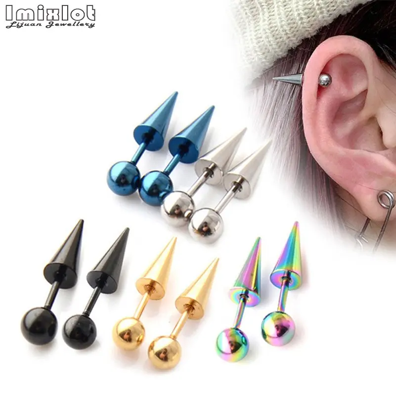 Серьги-гвоздики из титановой стали с круглым шариком, 2 шт.