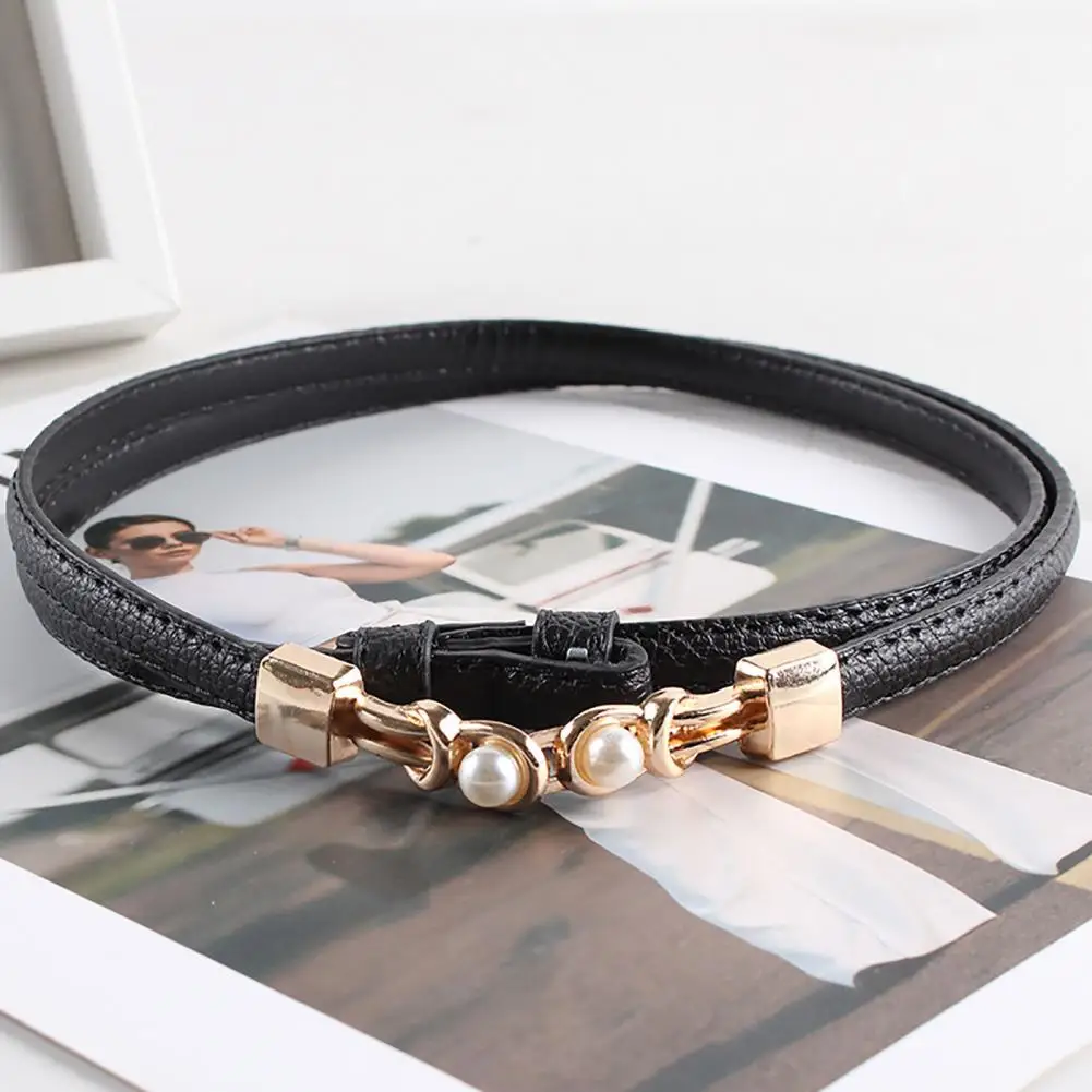 

Lightweight High-end Tight Waist Lady Belt Slim Waist Women Waistband Faux Pearl Girlfriend Gift