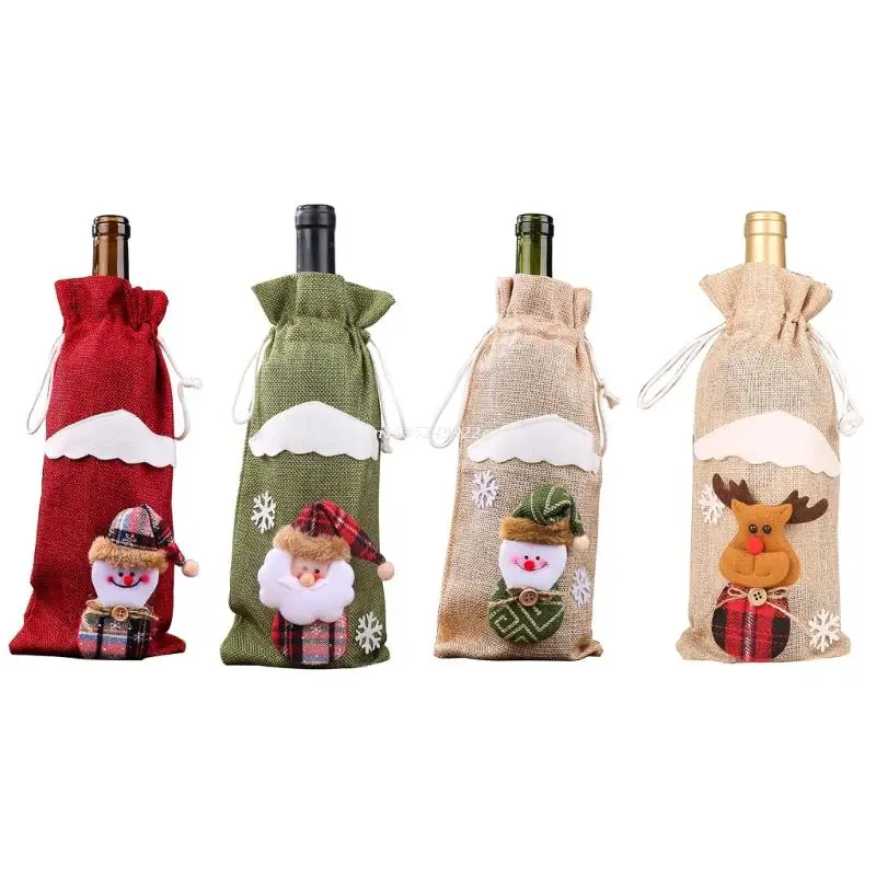 

Christmas Wine Bottle Cover Merry Christmas Decorations Wine Gift Bags New Year