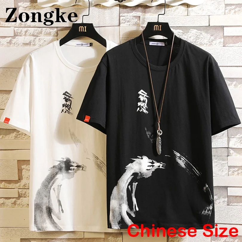 

Zongke Chinese Style Vintage T Shirt Men Streetwear Mens Clothes Harajuku Tops Chinese Size 5XL 2022 Summer New Arrivals