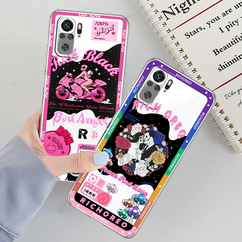 

Transparent Cover Luxury Girl Skull Art Cool Phone Case For Xiaomi Redmi Note 11E 11S 11 11T 10 10S 9 9T 9S 8 8T Pro Plus 5G 7