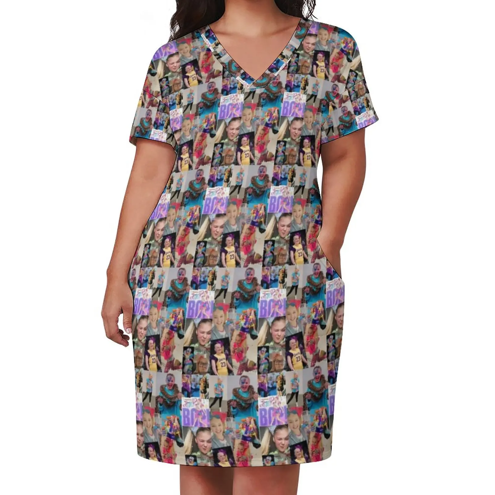 Jojo Siwa Print Dress Short Sleeve Funny Meme Cute Dresses Female Streetwear Printed Casual Dress With Pockets Plus Size 4XL 5XL
