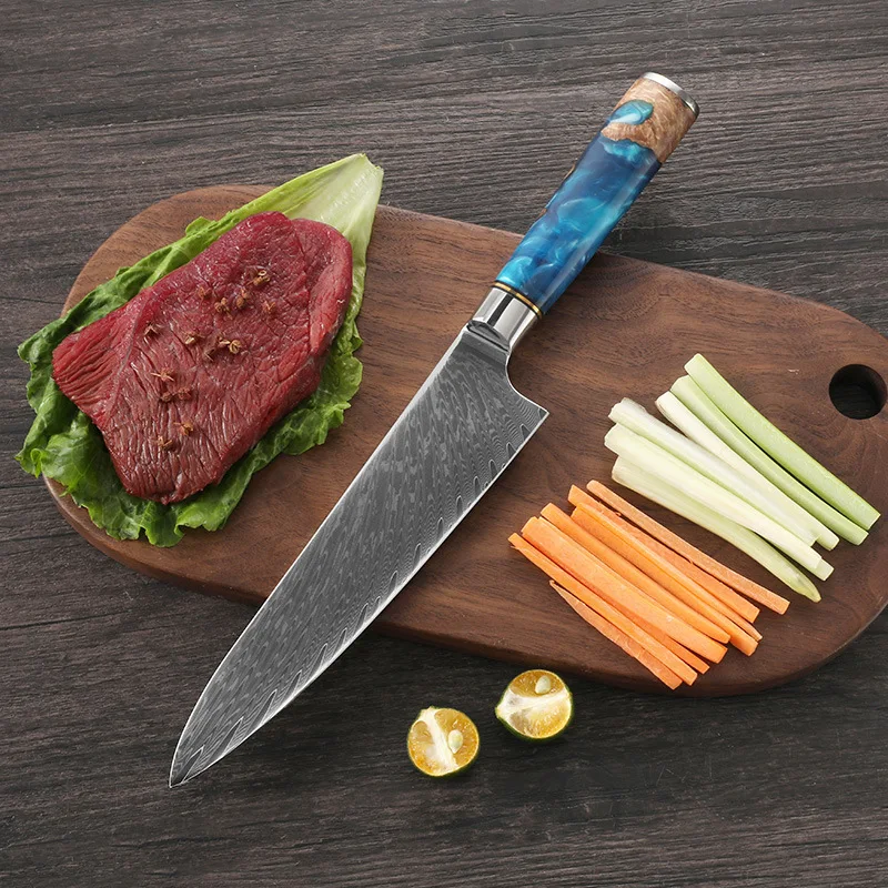

67-слойный VG10 нож шеф-повара из дамасской стали 8 дюймов кухонный нож с полимерной ручкой Инструмент для суши