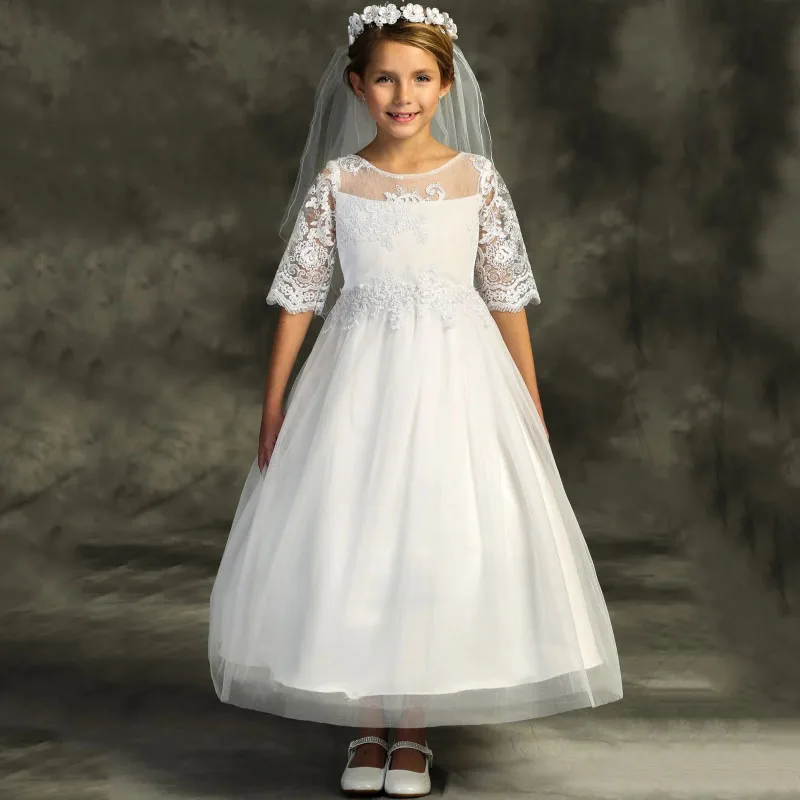 Белые платья с цветочным узором для девочек по индивидуальному заказу кружевное