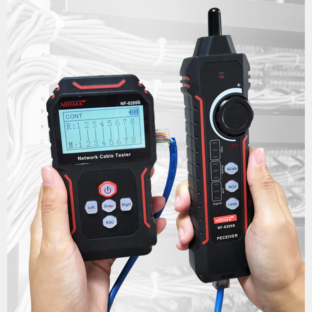 NOYAFA NF-8209S Cable Tester POE Wire Checker Measure Length LAN Cable Cat5 Cat6 LAN Test Network Tool Scan Cable Wiremap Tester