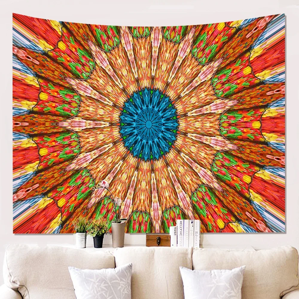 Настенный гобелен индийский хиппи чешский психоделический Павлин мандала