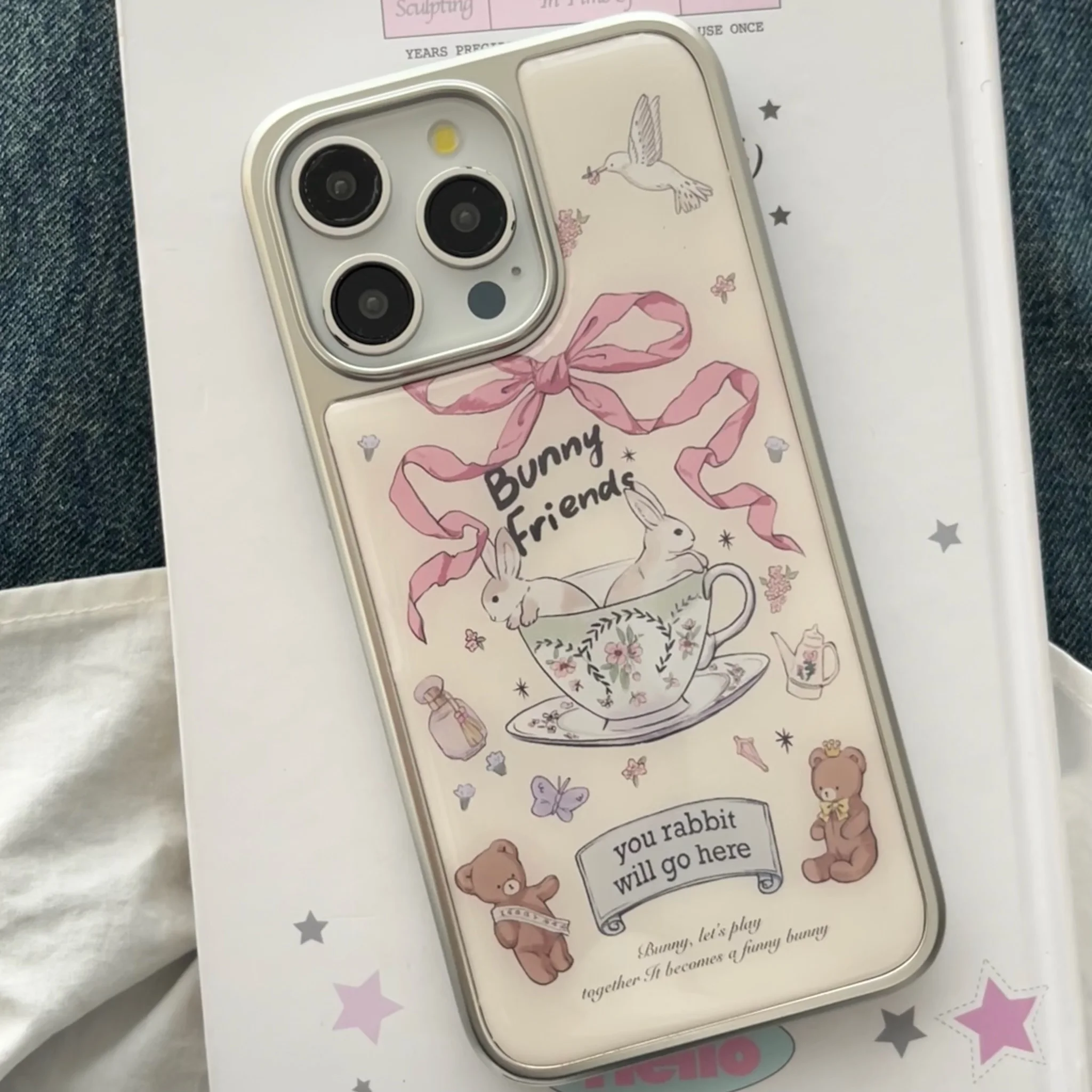 Новый чехол для телефона с чашкой-бабочкой и кроликом iPhone 16 16pro 16promax 15 15pro 15promax 14