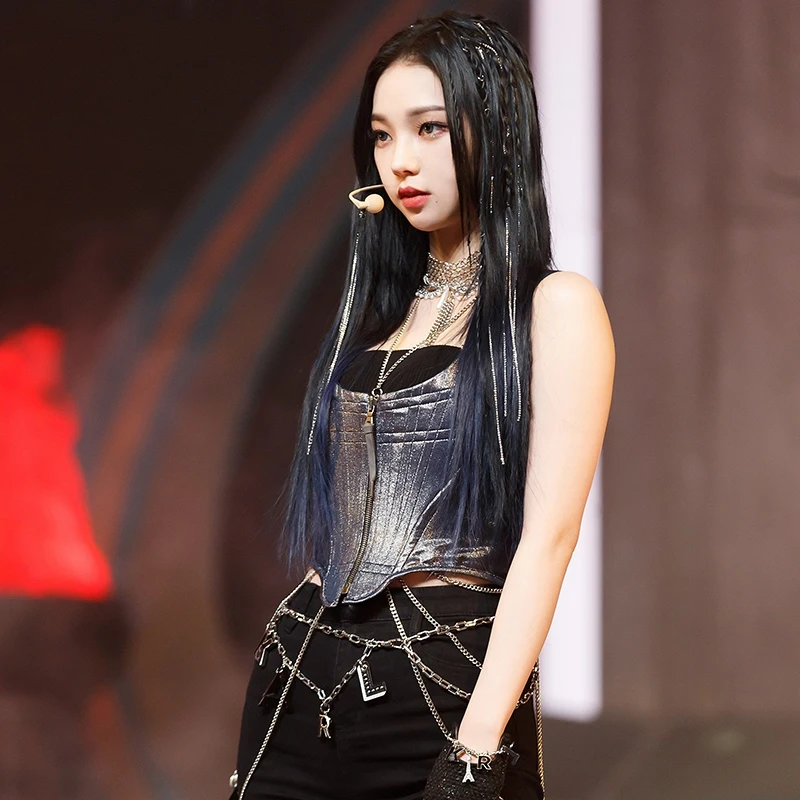Новый наряд K-pop Женский танцевальный Блестящий жилет праздничная одежда для