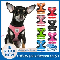 soft breathable mesh cat dog adjustable harness puppy dogs vest walking lead leash collar harness for small medium pet