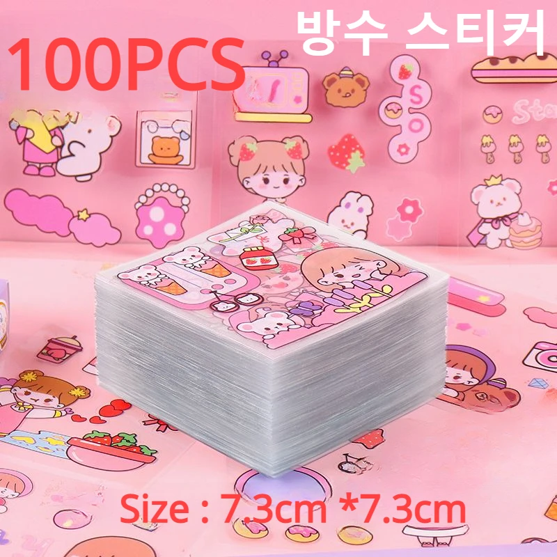 

100PCS Non-repeatable Hand Account Stickers Cute Girl Cartoon Cute Decoration Waterproof Notebook Material Paper Stickers