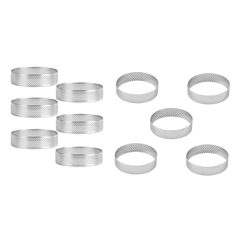 

11Pcs Stainless Steel Tart Rings, Heat-Resistant Perforated Cake Mousse Ring,Cake Ring Mold, 6Cm & 8Cm