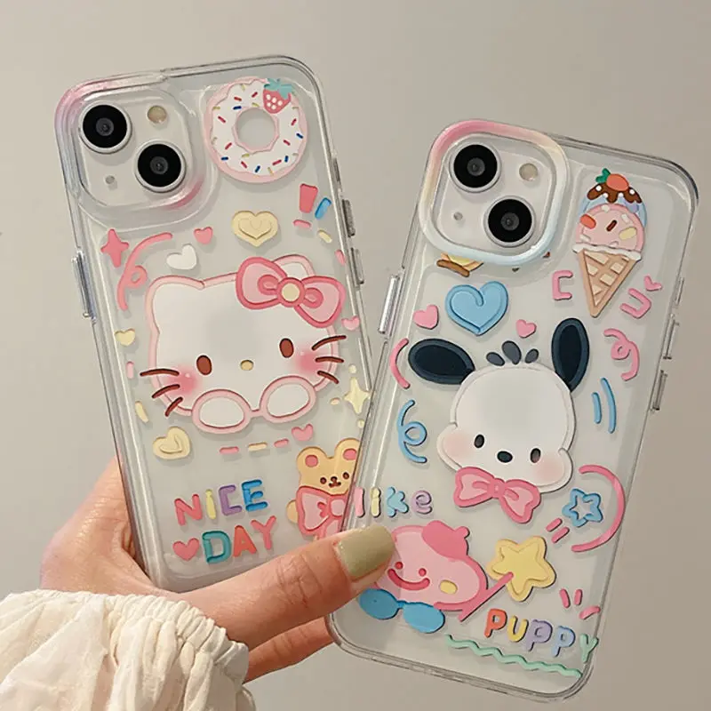 

Tomy Sanrio Hello Kitty Iphone Case Girl Kawaii for Iphone 14 Pro Max 13 12 11 Plus Cartoon Phone Case Soft Silicone Back Cover