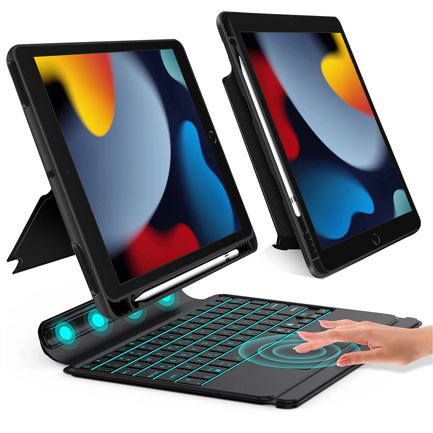 

Раздельная Беспроводная клавиатура для iPad Pro 11 10 Air 4 5 поколения 2022 с трекпадом RGB 7 черная подсветка Bluetooth Волшебная клавиатура