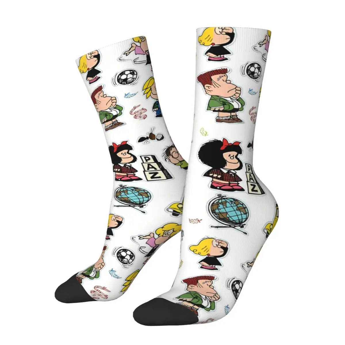 

Счастливые мужские носки с вырезами в стиле ретро Mafalda мультяшный комикс уличный стиль сумасшедшая Экипировка носки с принтом в подарок