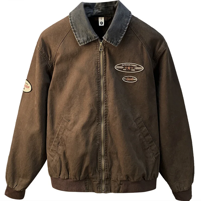 Американская рабочая одежда с лацканами в стиле ретро мужская осенняя модная