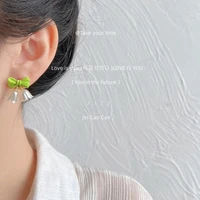 ns summer new 925 silver needle avocado green earrings for woman bow lily orchid earbobs fresh vivid dating ball sweet eardrops