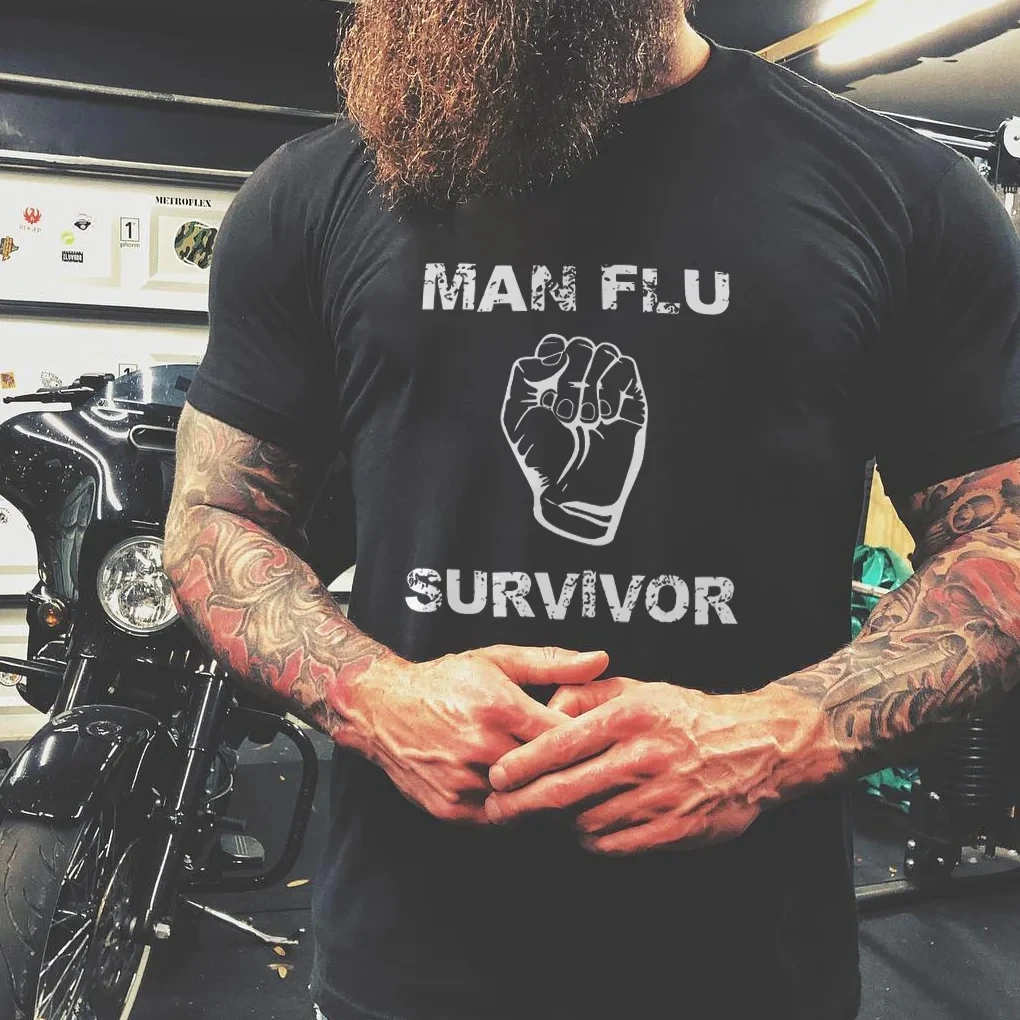

Rheaclot Man Flu Survivor Printing Men's Casual Fashion T-shirt