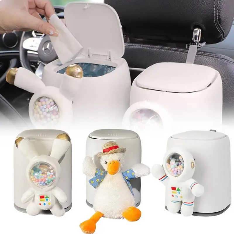 

Car Trash Can Dirt-Proof Back Seat Hangings Cartoon Garbage Cans Waterproof Press Dust Bin Car Interior Decoration Accessories