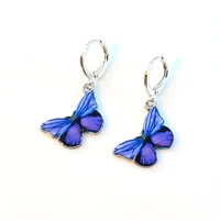 hot sale new 2022 creative blue butterfly ear buckles multicolor oil drop butterfly insect series earrings