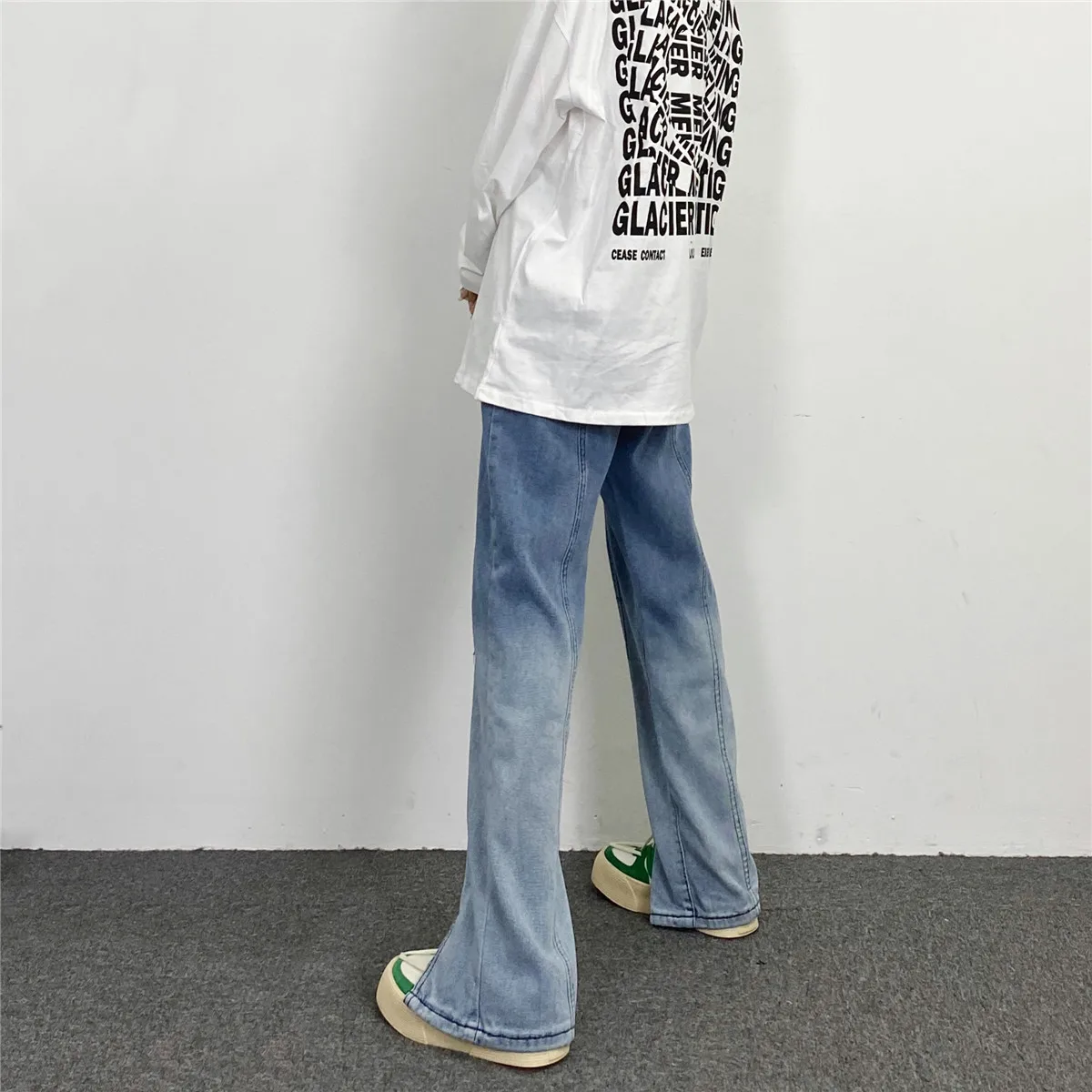 Men Jeans Retro Trend Gradient Color Slit Women Straight Jeans Hip Hop Men Pants Y2k Pants Jeans Fashion Streetwear Brand Jeans