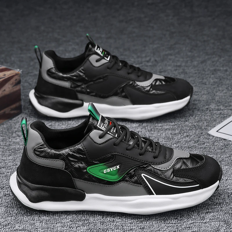 

Кроссовки мужские из ПУ кожи, низкая подошва, повседневные на толстой подошве, Нескользящие, роскошные модные дизайнерские, для бега на откр...