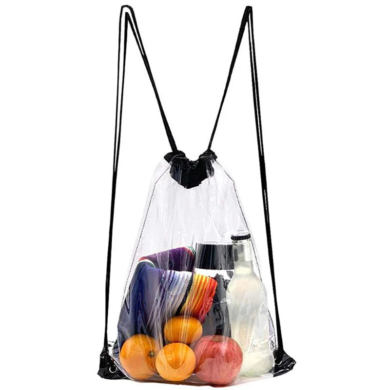 

Transparent Drawstring Backpack Fruit storage Tote Gym Bag Sport Pack 43 x 33cm Unisex Large Capacity Lightweight Beach Backpack
