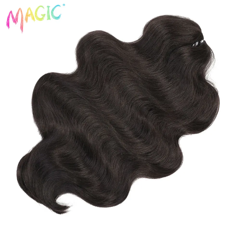 Фото Синтетические волнистые волосы для плетения Magic Body Wave, 24 дюйма, 3 шт., для чернокожих женщин, натуральный черный цвет, искусственные волосы для косичек. №5