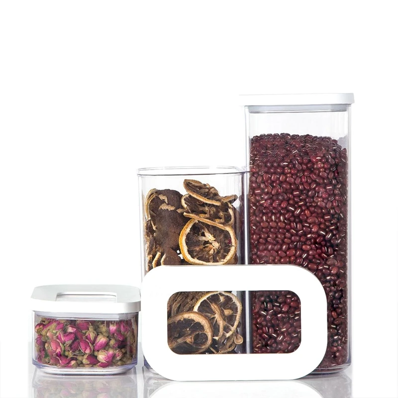 3Pcs PET Airtight Food Container Airtight Storage Jar With Lid Grain Container Seasoning Jar Airtight Flour Jar Kitchen